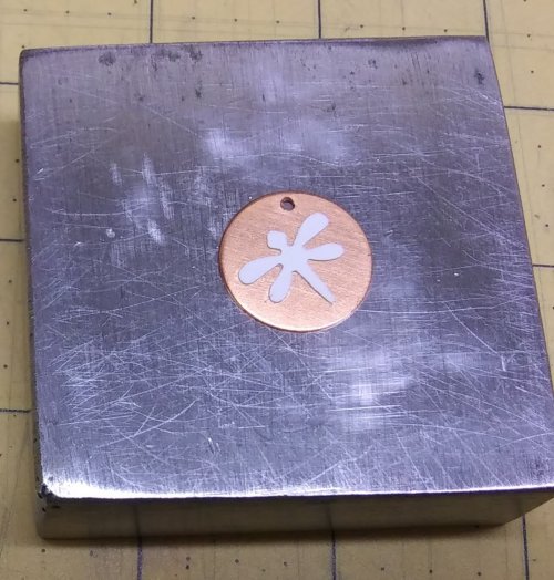 Judy Larson's Think Outside the Box - Alternative Metal Texturing - , Metalwork, Texturing, Immediately adhere the design 